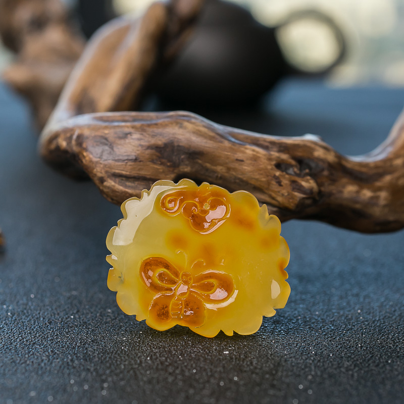 蜜蜡花吊坠-红掌柜