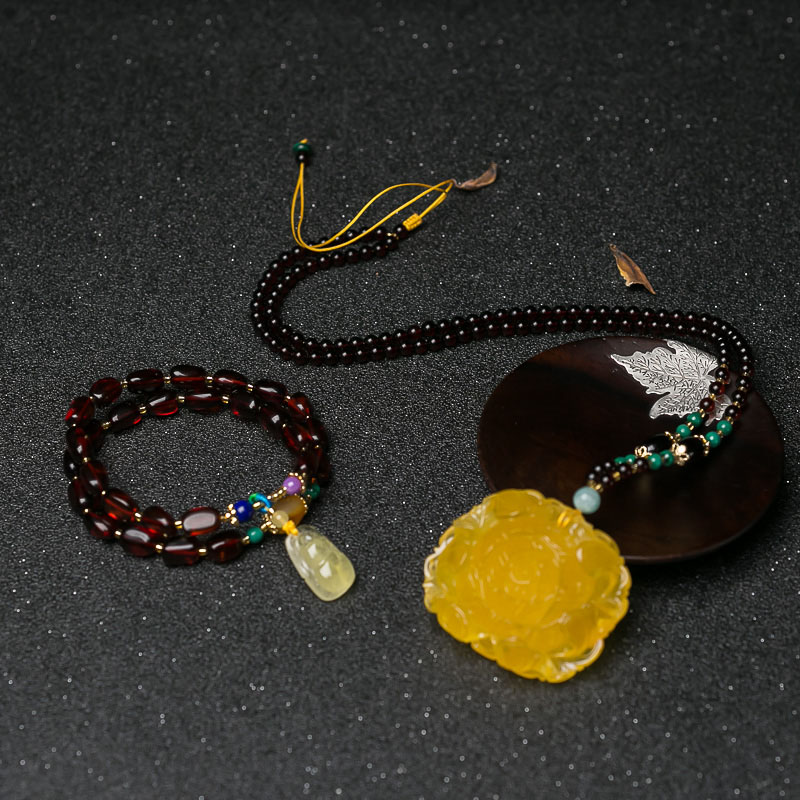 蜜蜡套装（两件）-红掌柜