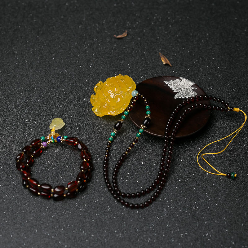 蜜蜡套装-红掌柜