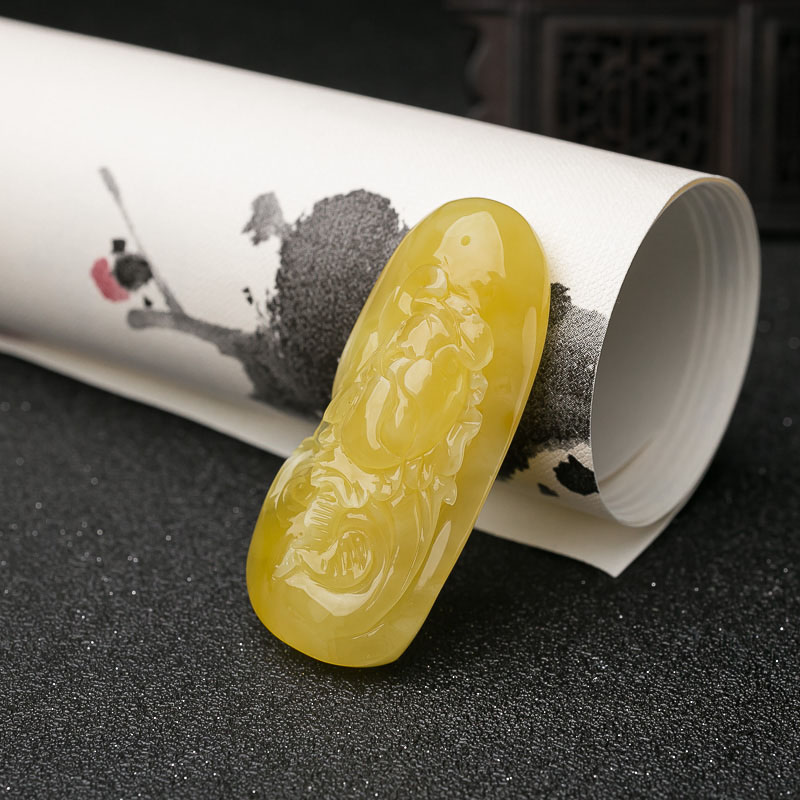 蜜蜡花开富贵吊坠-红掌柜