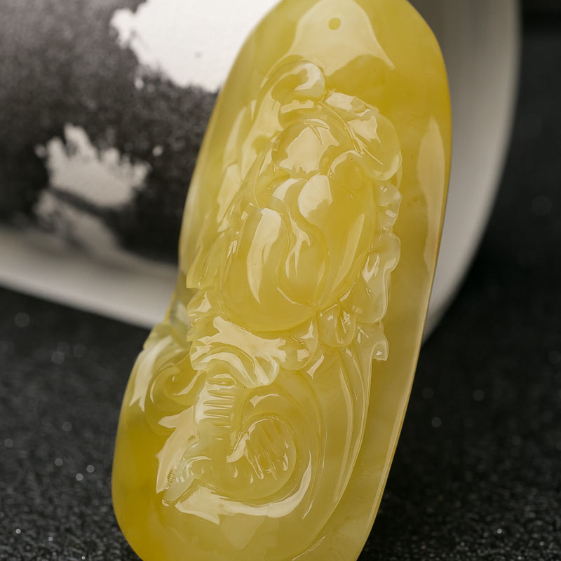 天然蜜蜡花开富贵吊坠-红掌柜