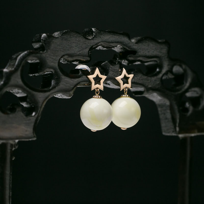 18K蜜蜡耳坠-红掌柜