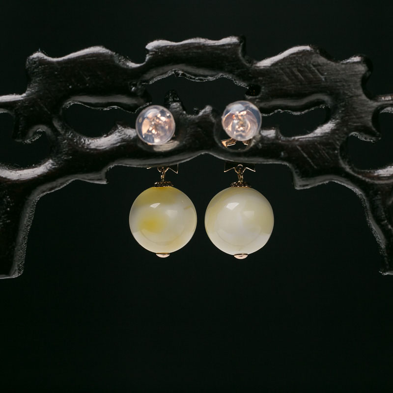 蜜蜡耳坠-红掌柜