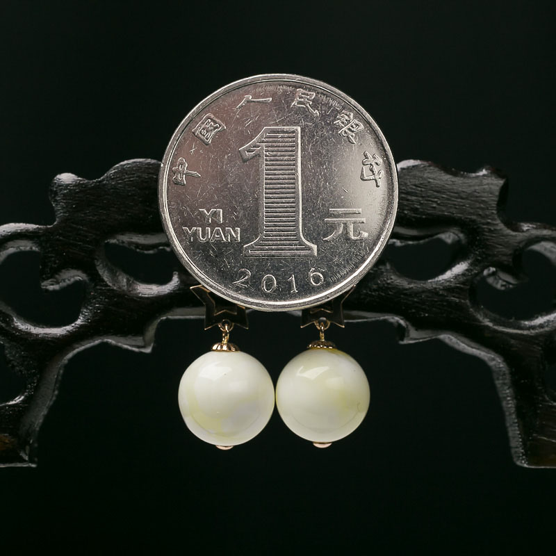 蜜蜡耳坠-红掌柜