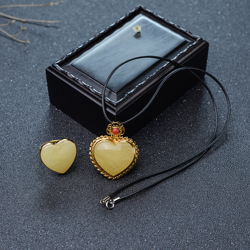 银镶蜜蜡套装（两件）-红掌柜