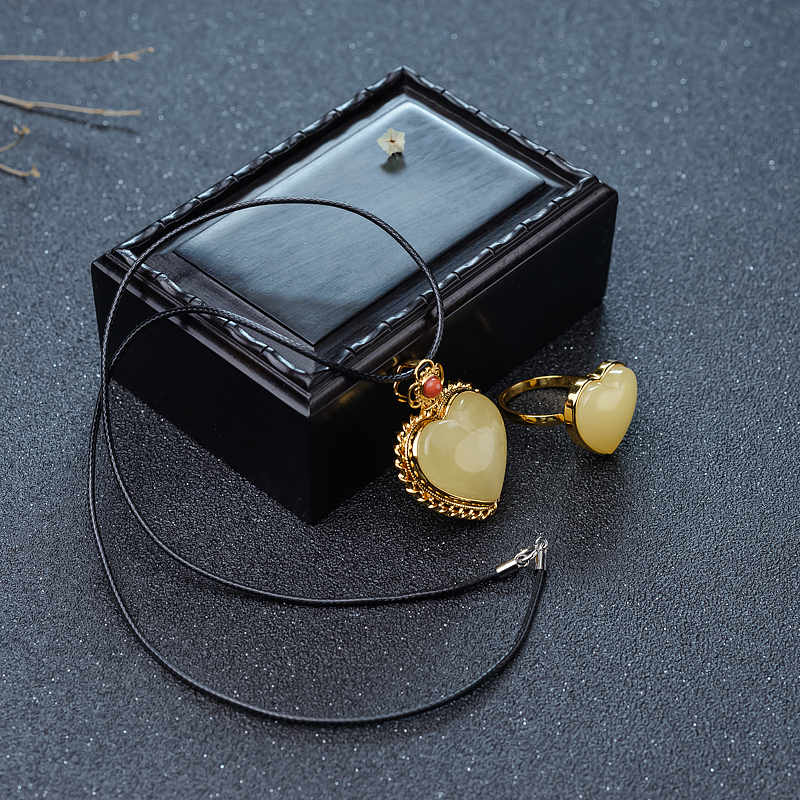 银镶蜜蜡套装（两件）-红掌柜