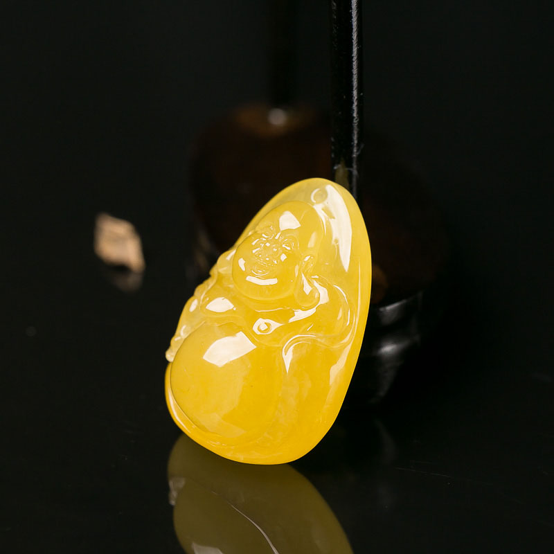 蜜蜡弥勒佛吊坠-红掌柜