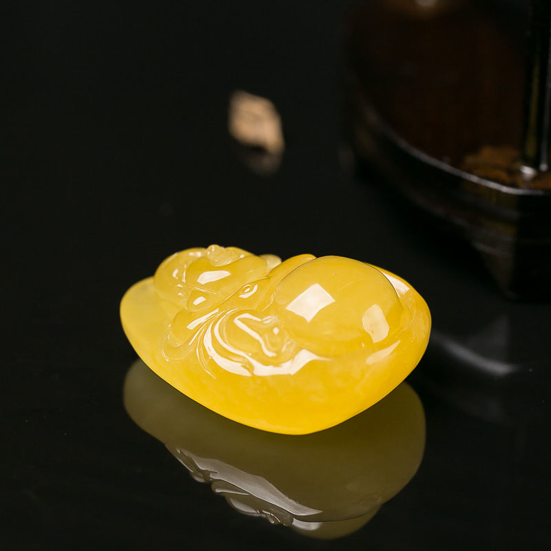 天然蜜蜡弥勒佛挂坠-红掌柜