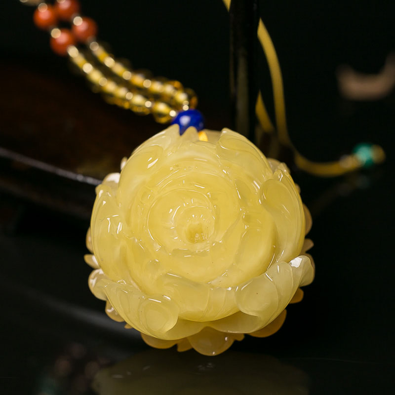 蜜蜡牡丹花项链-红掌柜