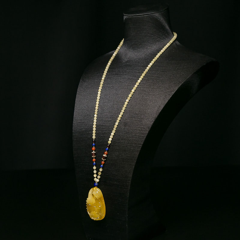 鸡油黄蜜蜡连年有余项链-红掌柜