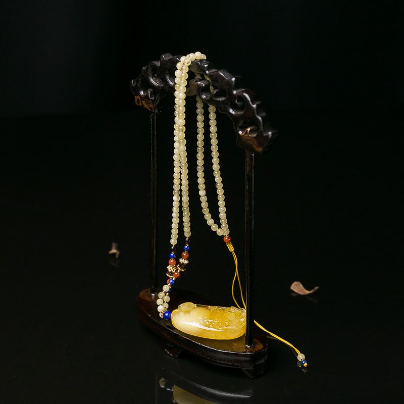 天然蜜蜡连年有余项链-红掌柜