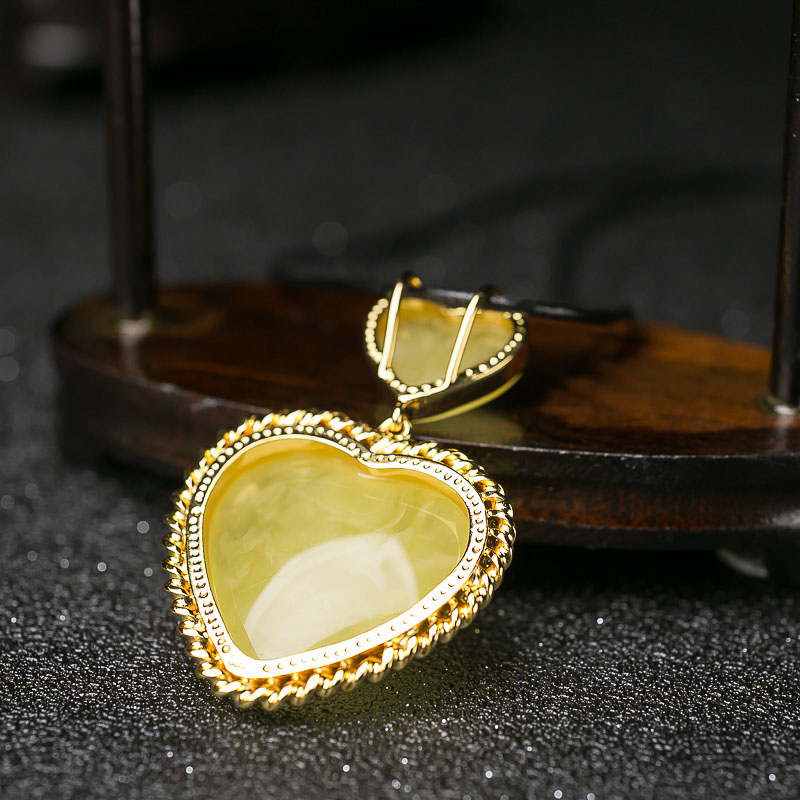 天然蜜蜡心形吊坠-红掌柜