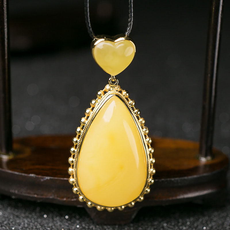 蜜蜡水滴吊坠-红掌柜