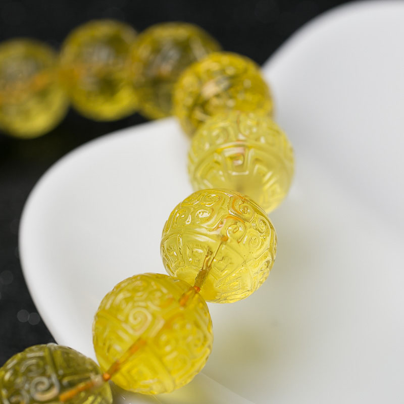 天然蜜蜡回纹珠单圈手串-红掌柜