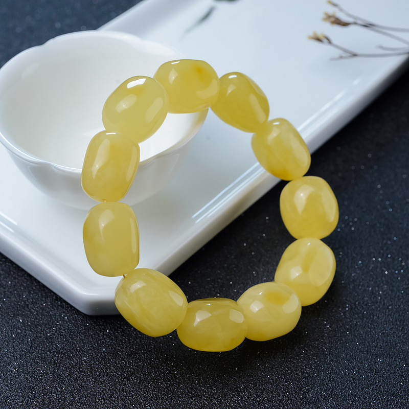 天然蜜蜡随形单圈手串-红掌柜