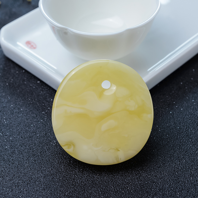 天然波罗的海蜜蜡平安扣吊坠-红掌柜