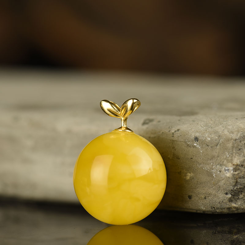 金绞蜜蜜蜡圆珠吊坠-红掌柜