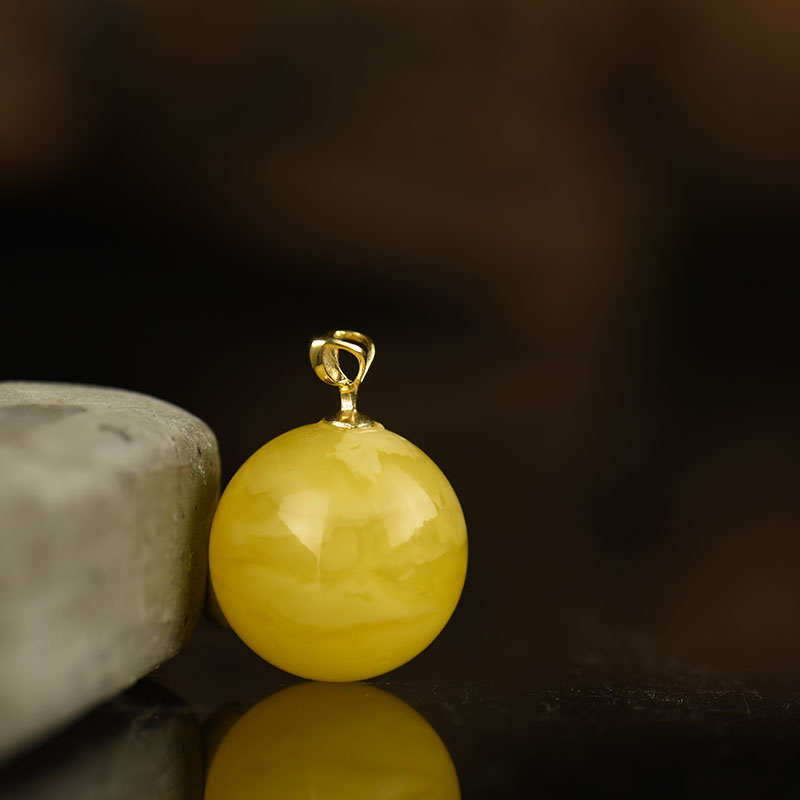 蜜蜡圆珠吊坠-红掌柜