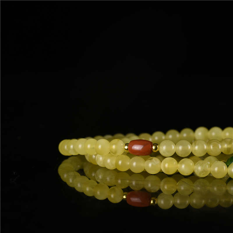 波罗的海柠檬黄蜜蜡108佛珠多圈手串-红掌柜