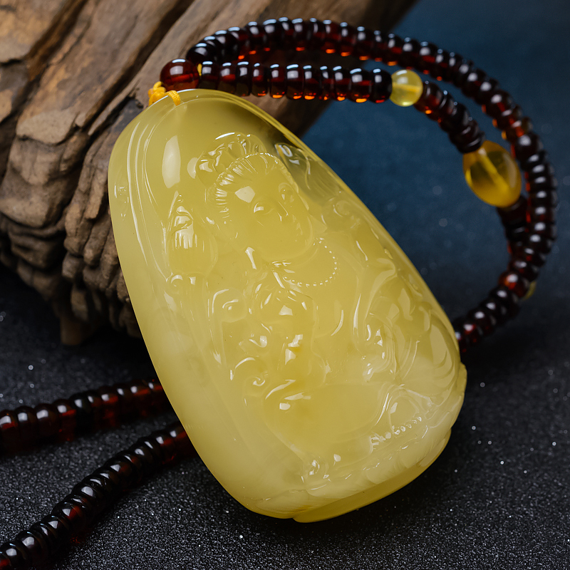 柠檬黄蜜蜡项链-红掌柜