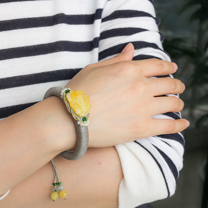 俏色蜜蜡手镯-红掌柜