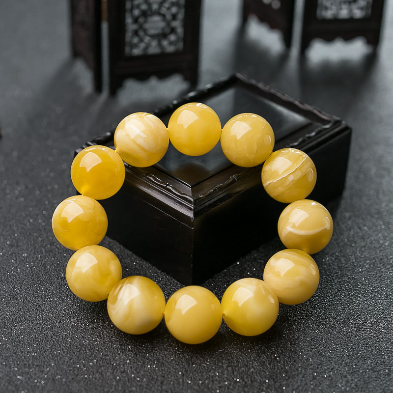 19mm鸡油黄蜜蜡单圈手串-红掌柜