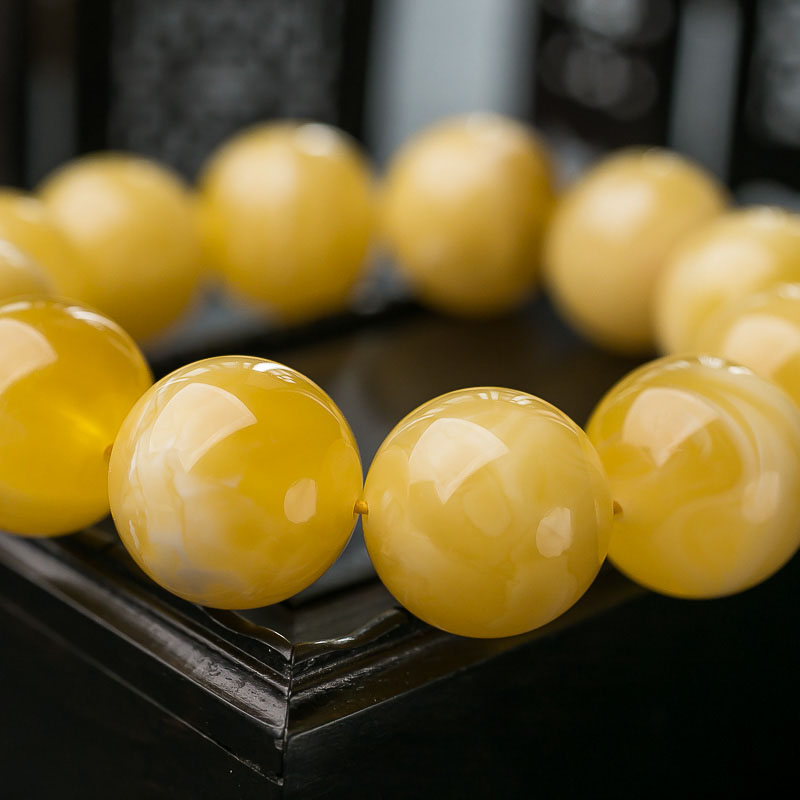 19mm鸡油黄蜜蜡手串-红掌柜