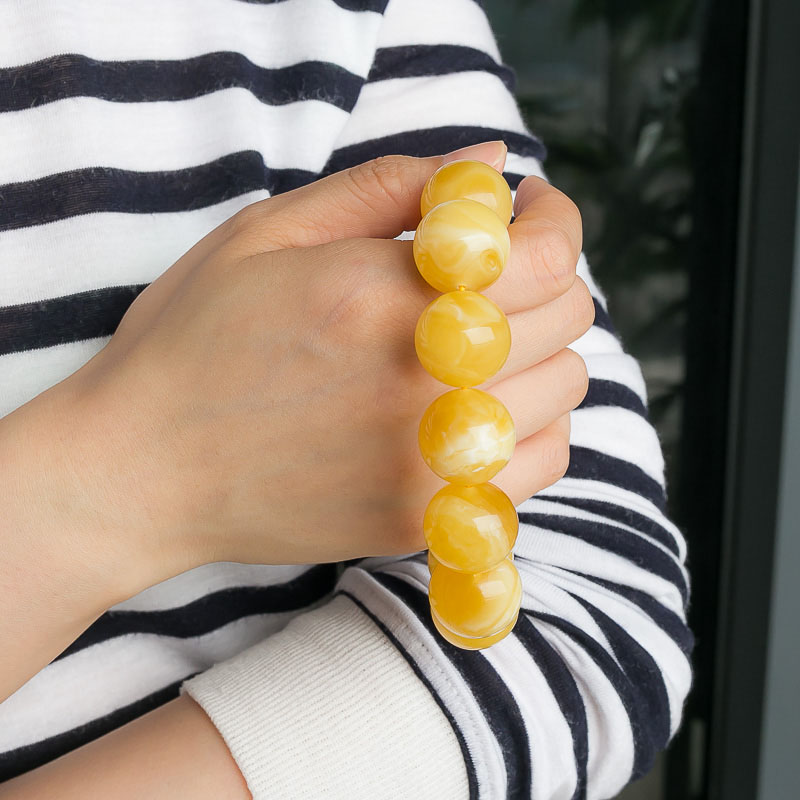 鸡油黄蜜蜡手串-红掌柜