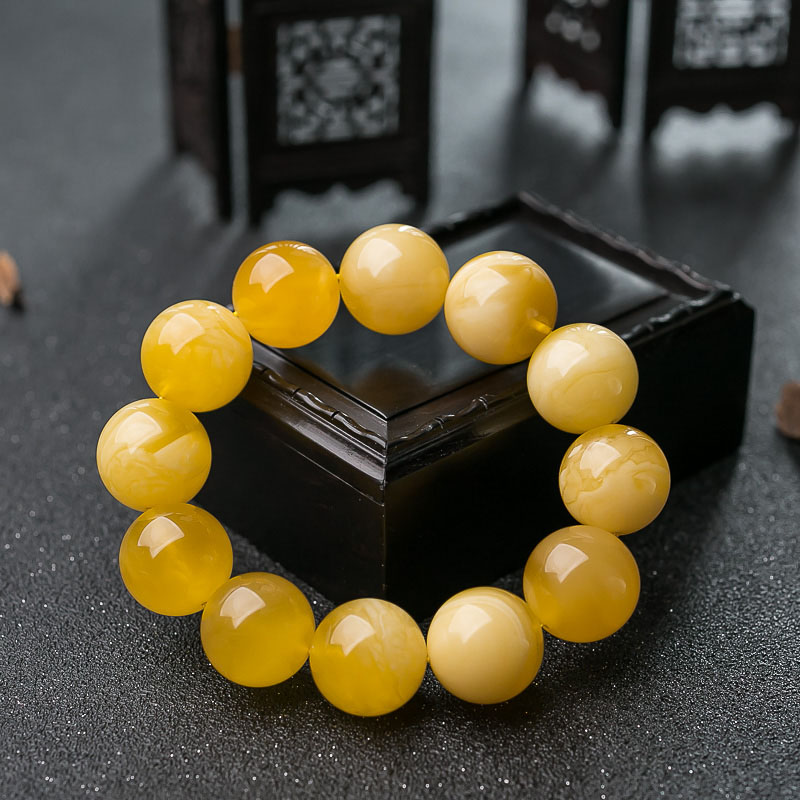 18mm鸡油黄蜜蜡单圈手串-红掌柜