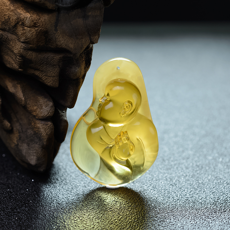 鸡油黄金绞蜜佛吊坠-红掌柜