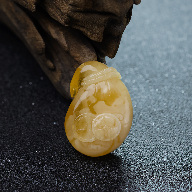 鸡油黄蜜蜡钱袋-红掌柜