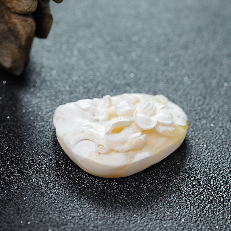 天然白蜜花开富贵吊坠-红掌柜