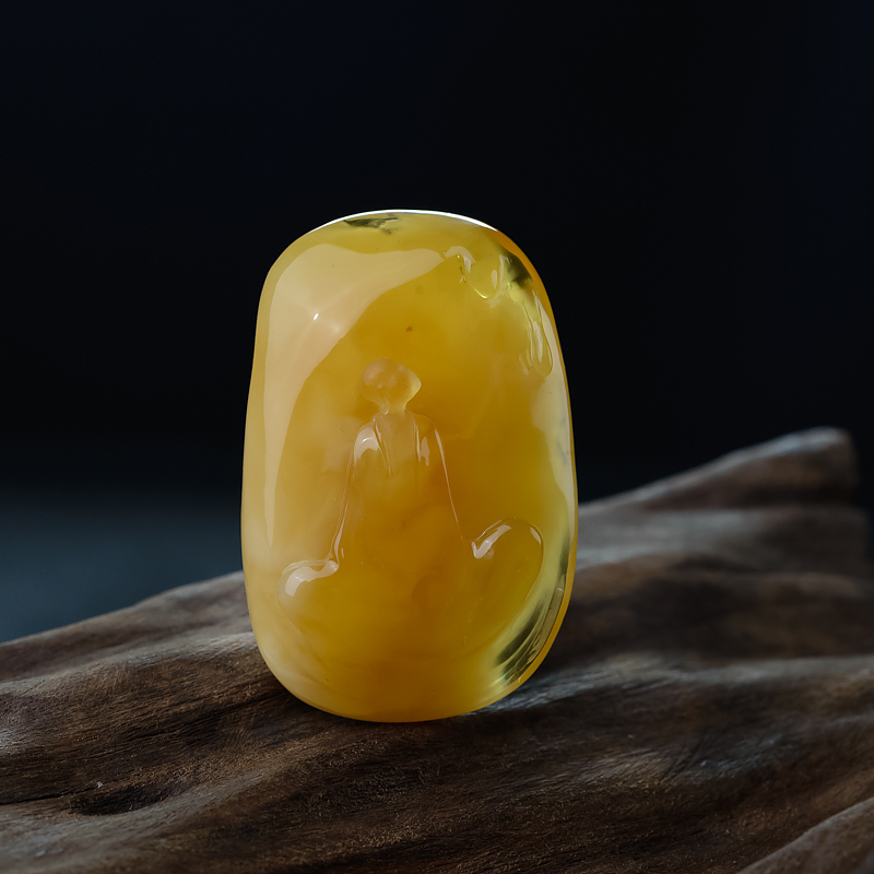 鸡油黄蜜蜡悟道吊坠-红掌柜