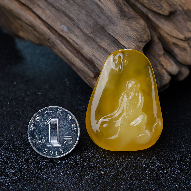 鸡油黄蜜蜡悟道吊坠-红掌柜