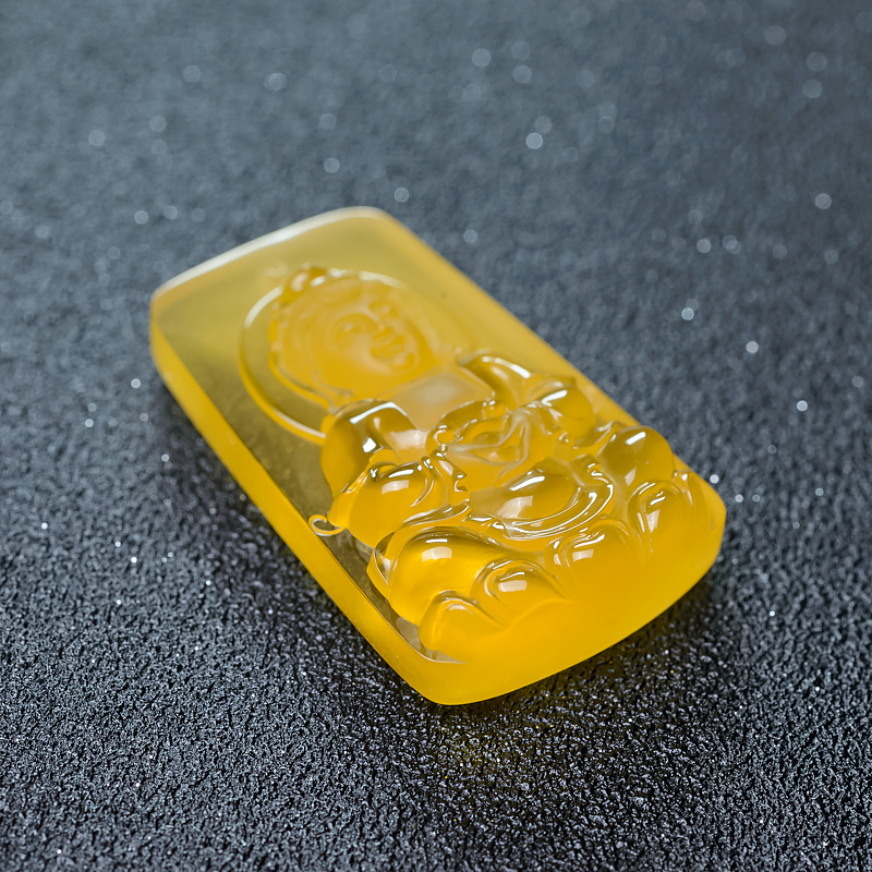 鸡油黄蜜蜡观音吊坠-红掌柜