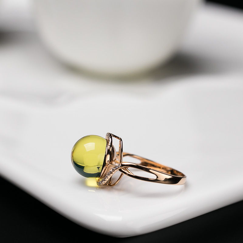 天然多米尼加蓝珀戒指-红掌柜