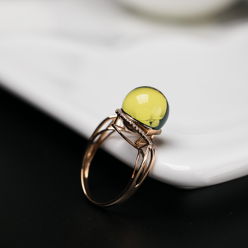 18K多米尼加蓝珀戒指-红掌柜