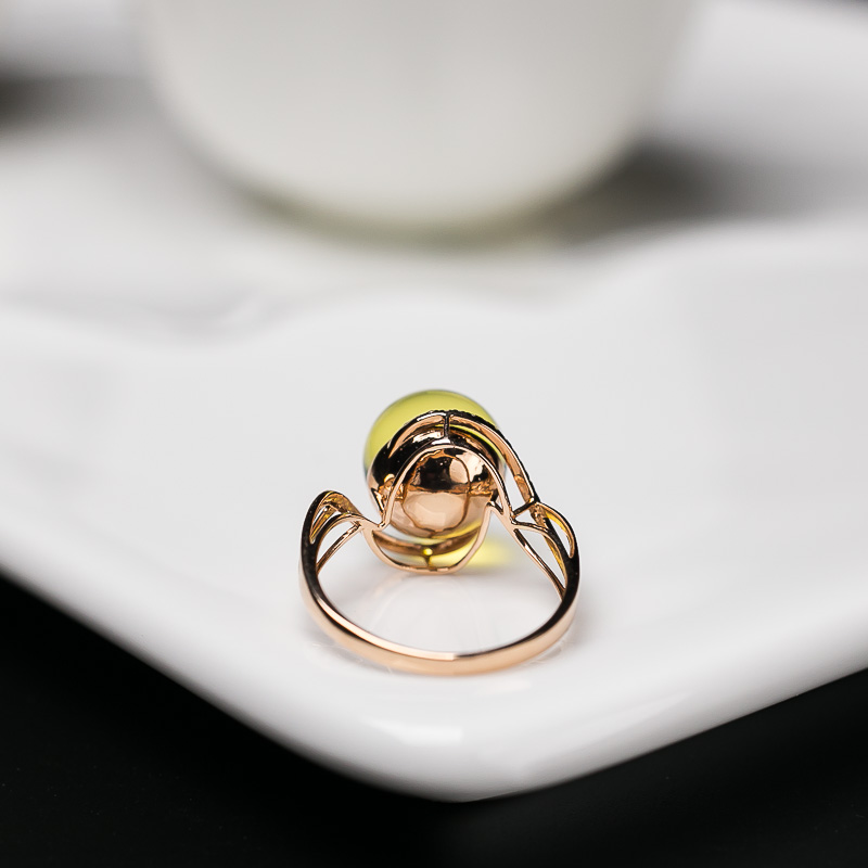 18K天然尼加蓝珀戒指-红掌柜