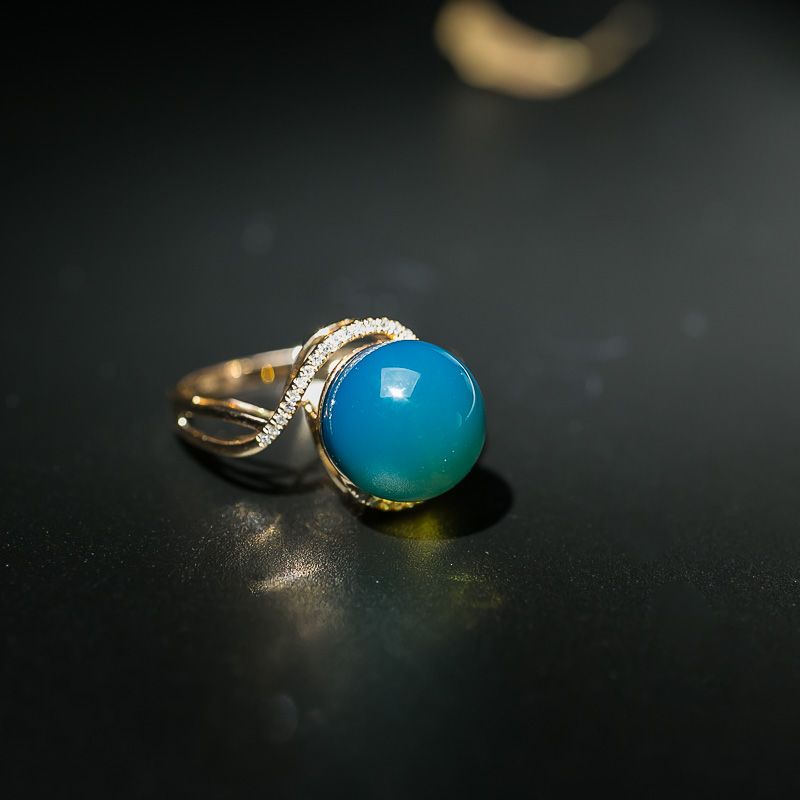 18K天然多米蓝珀戒指-红掌柜