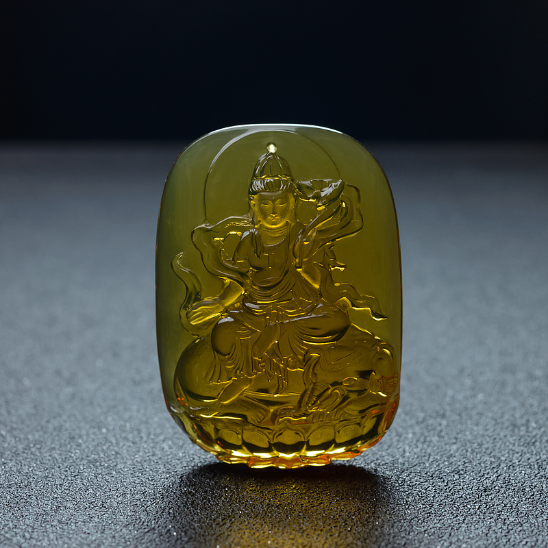 墨西哥蓝珀普贤菩萨吊坠-红掌柜