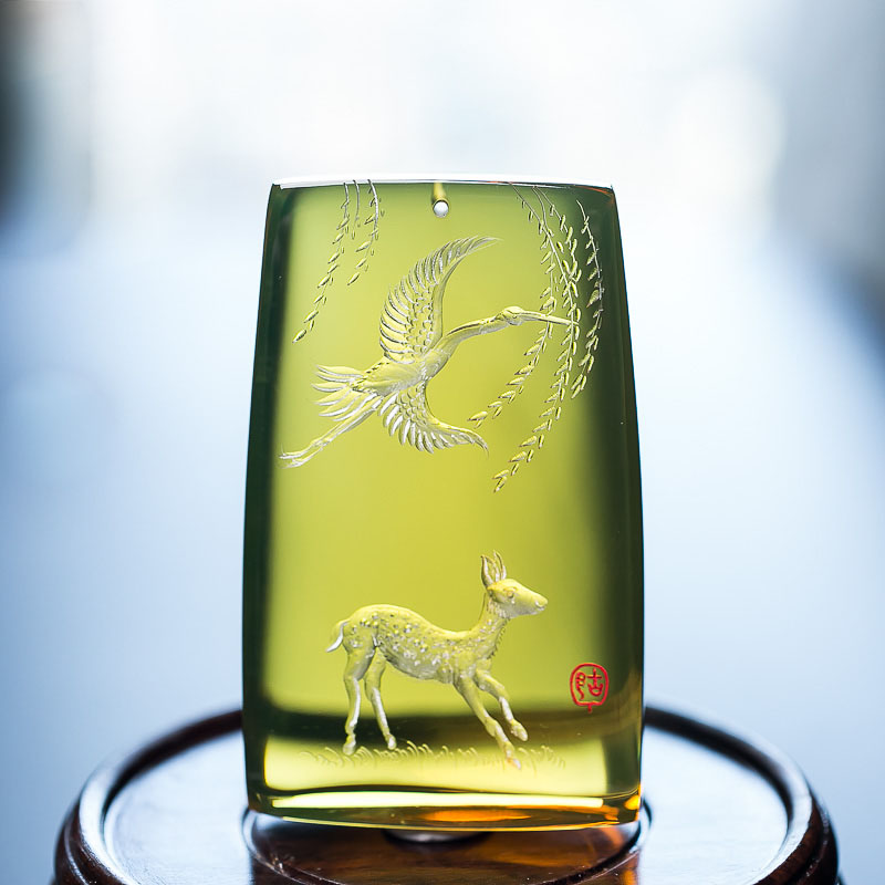 蓝珀鹿鹤同春-红掌柜