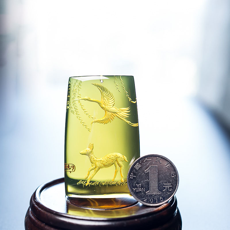 蓝珀鹿鹤同春-红掌柜