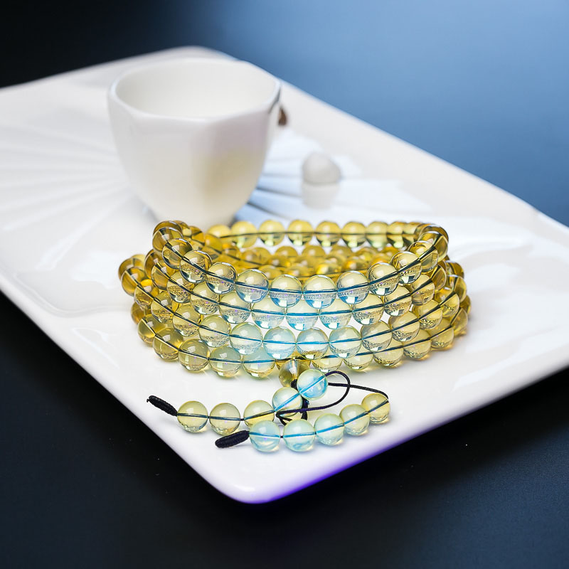 天然蓝珀108佛珠-红掌柜