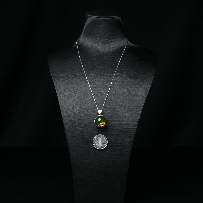 天然蓝珀圆珠项链-红掌柜