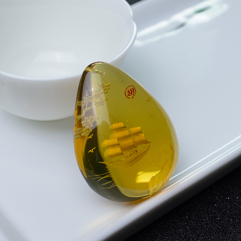 墨西哥蓝珀吊坠-红掌柜