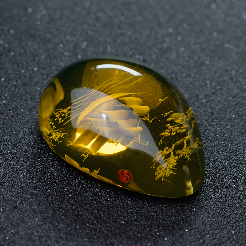 天然蓝珀一帆风顺吊坠-红掌柜