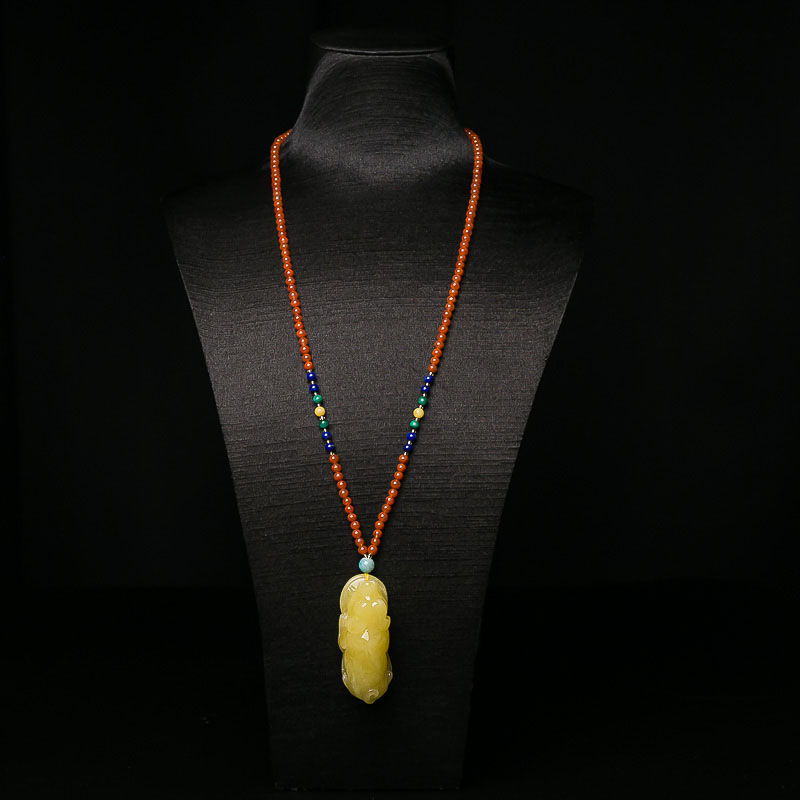 波罗的海天然鸡油黄蜜蜡貔貅项链-红掌柜