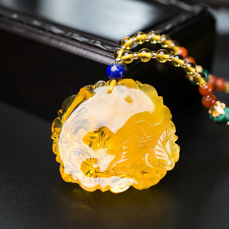 波罗的海天然金绞蜜牡丹花项链-红掌柜