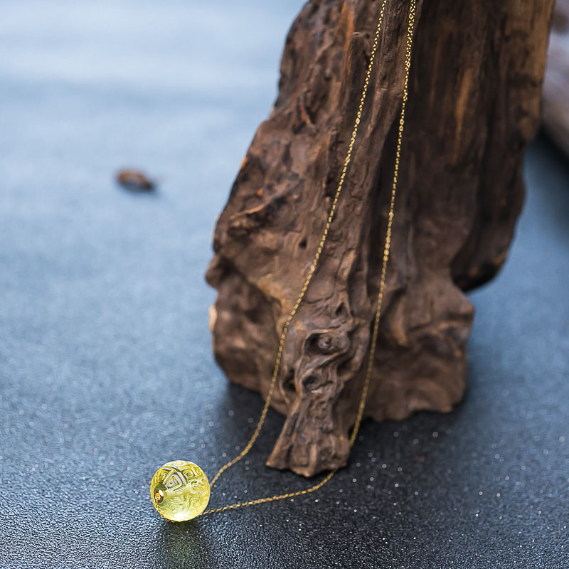 金珀回纹珠项链-红掌柜