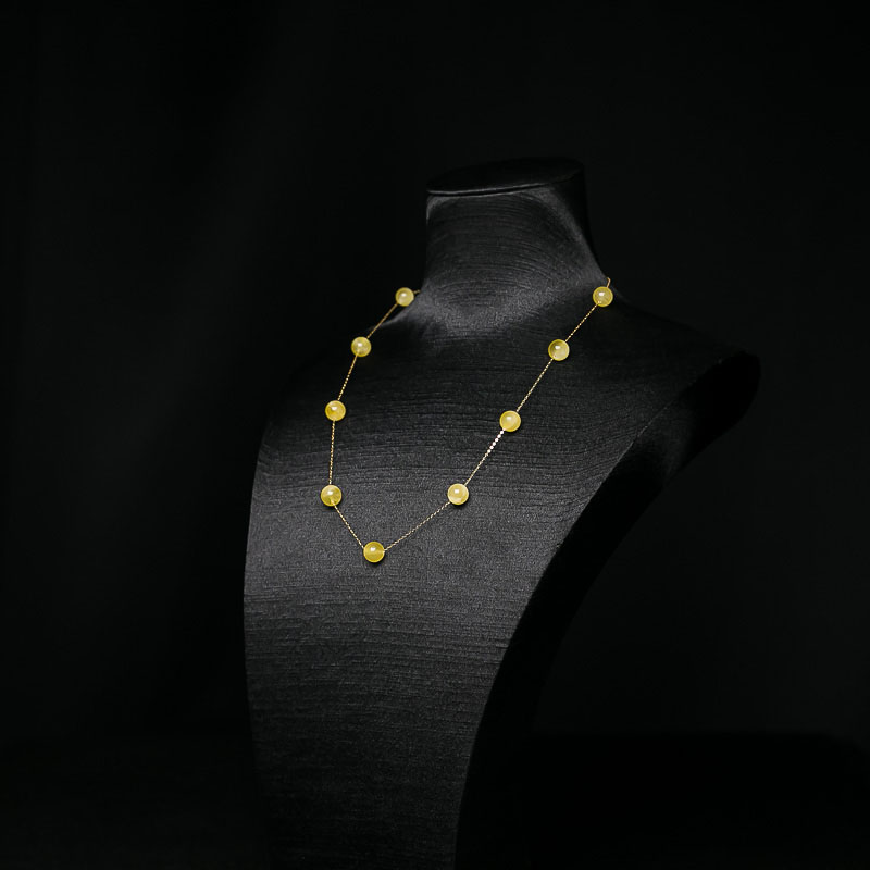 波罗的海天然鸡油黄蜜蜡圆珠项链-红掌柜